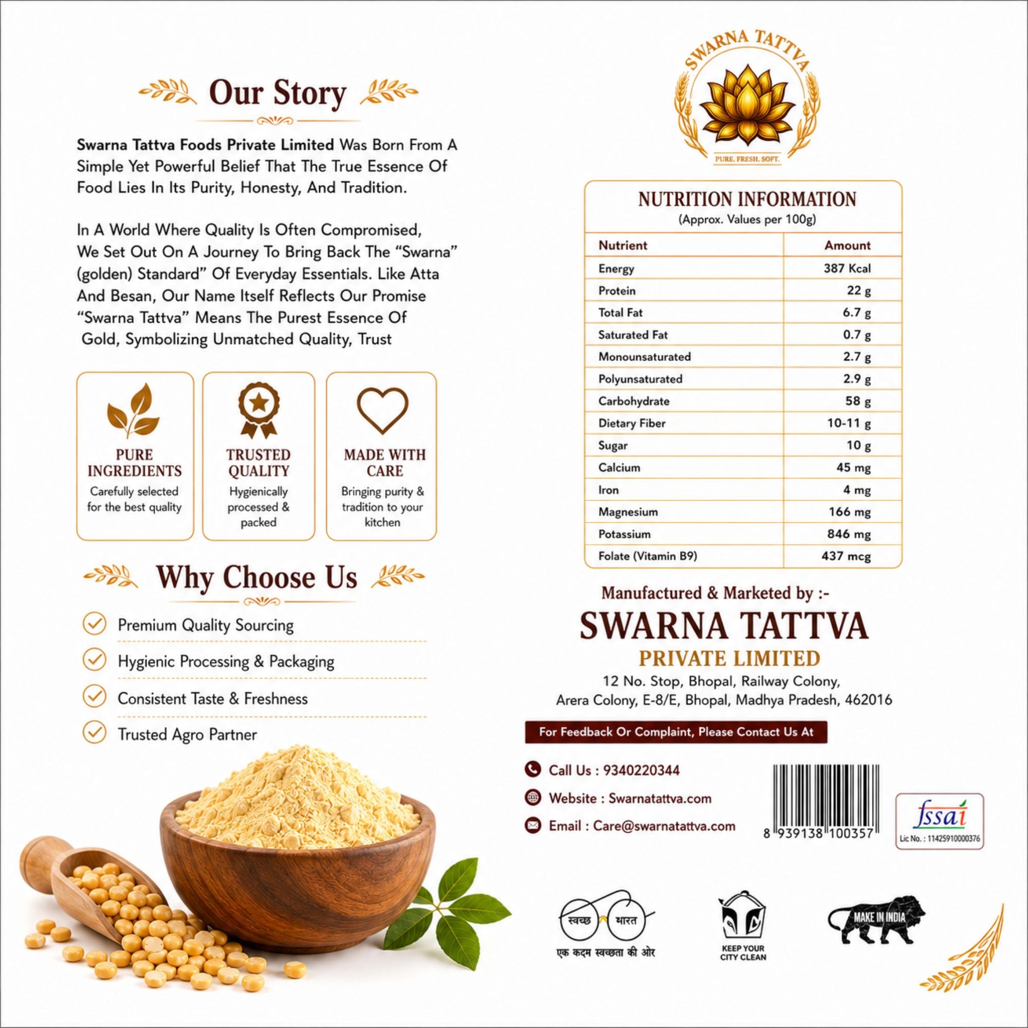 Swarnatattva Premium Besan (Gram Flour) – 1 K.G.