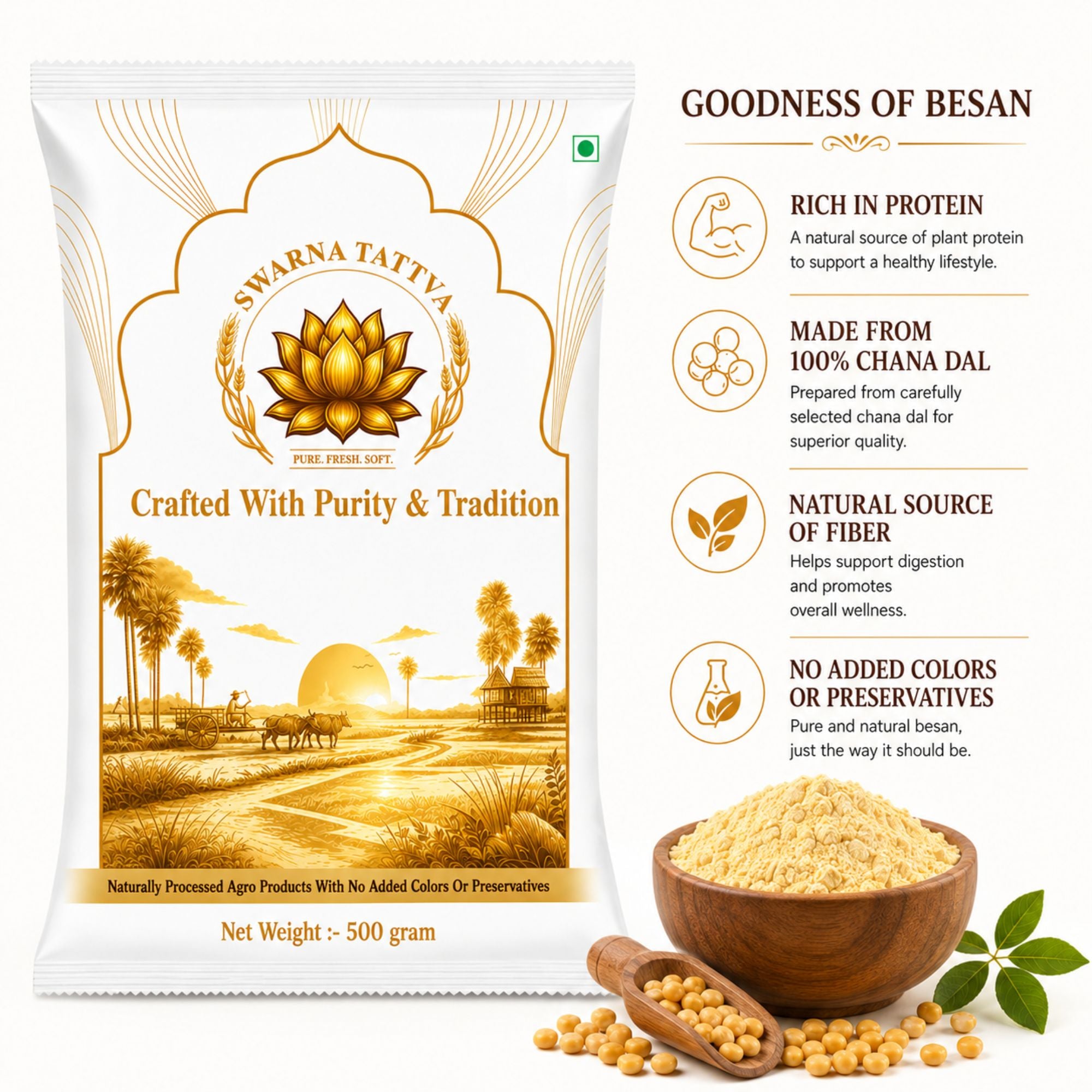 Swarnatattva Premium Besan (Gram Flour) – 1 K.G.
